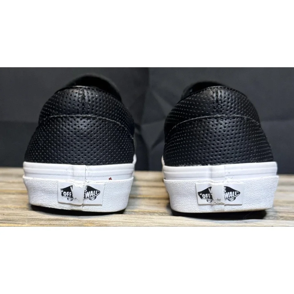 Vans Slip-On Shoes Mens Size 8 Womens 9.5 Black Perforated Skate Sneakers